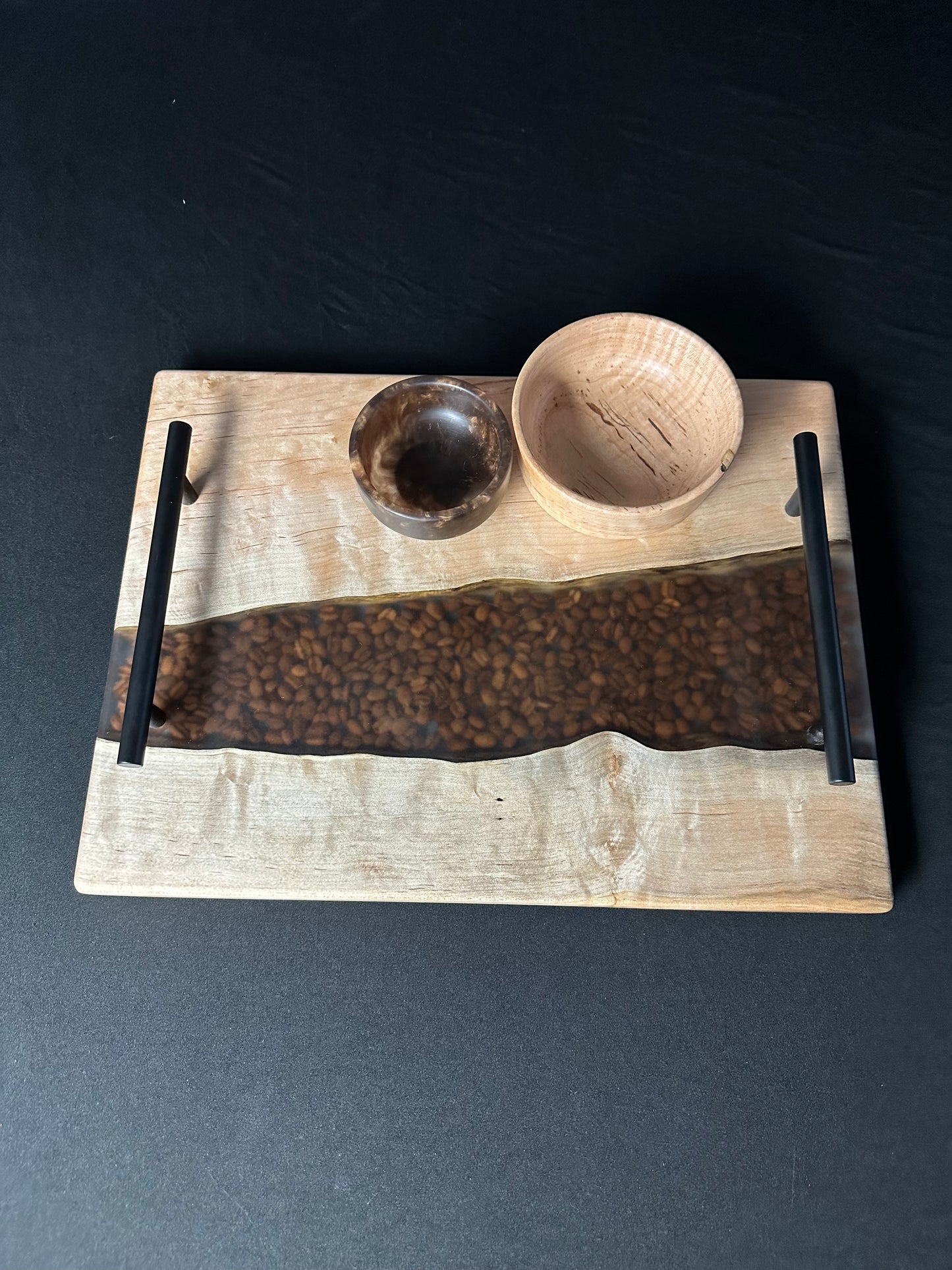 Coffee Bean and Curly Maple Serving Set