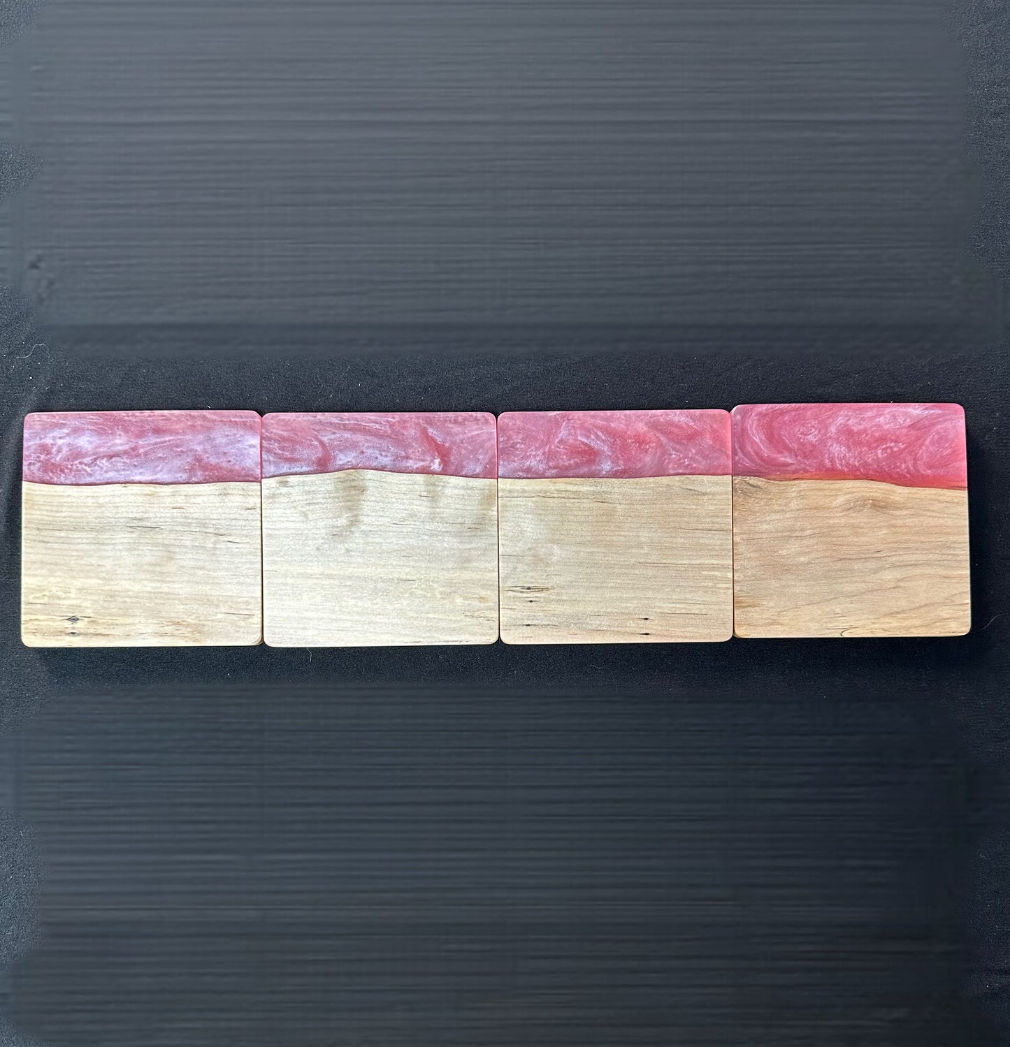 Creamy Pink Epoxy and Maple Wood Coasters