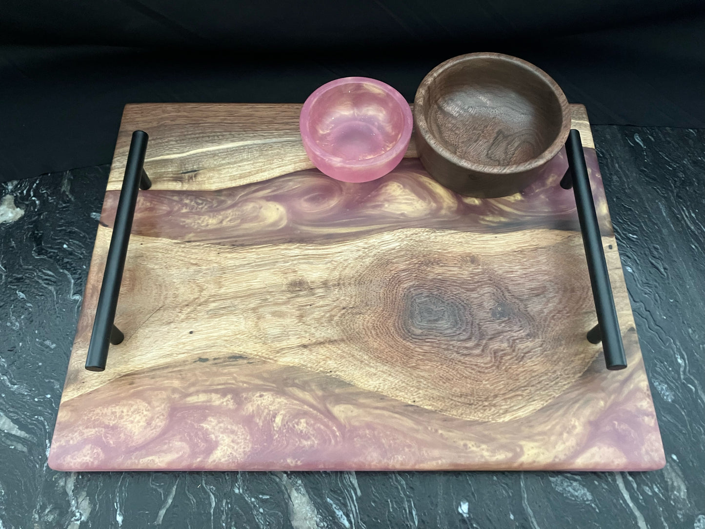 Rose Gold and Walnut Serving Set