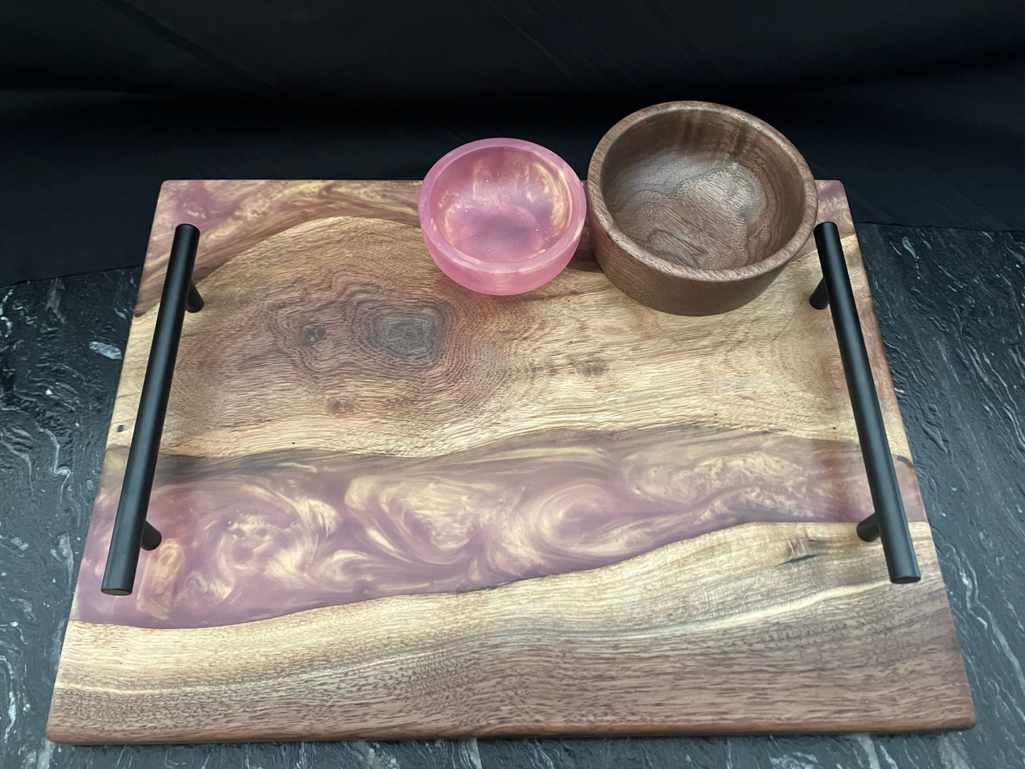 Rose Gold and Walnut Serving Set