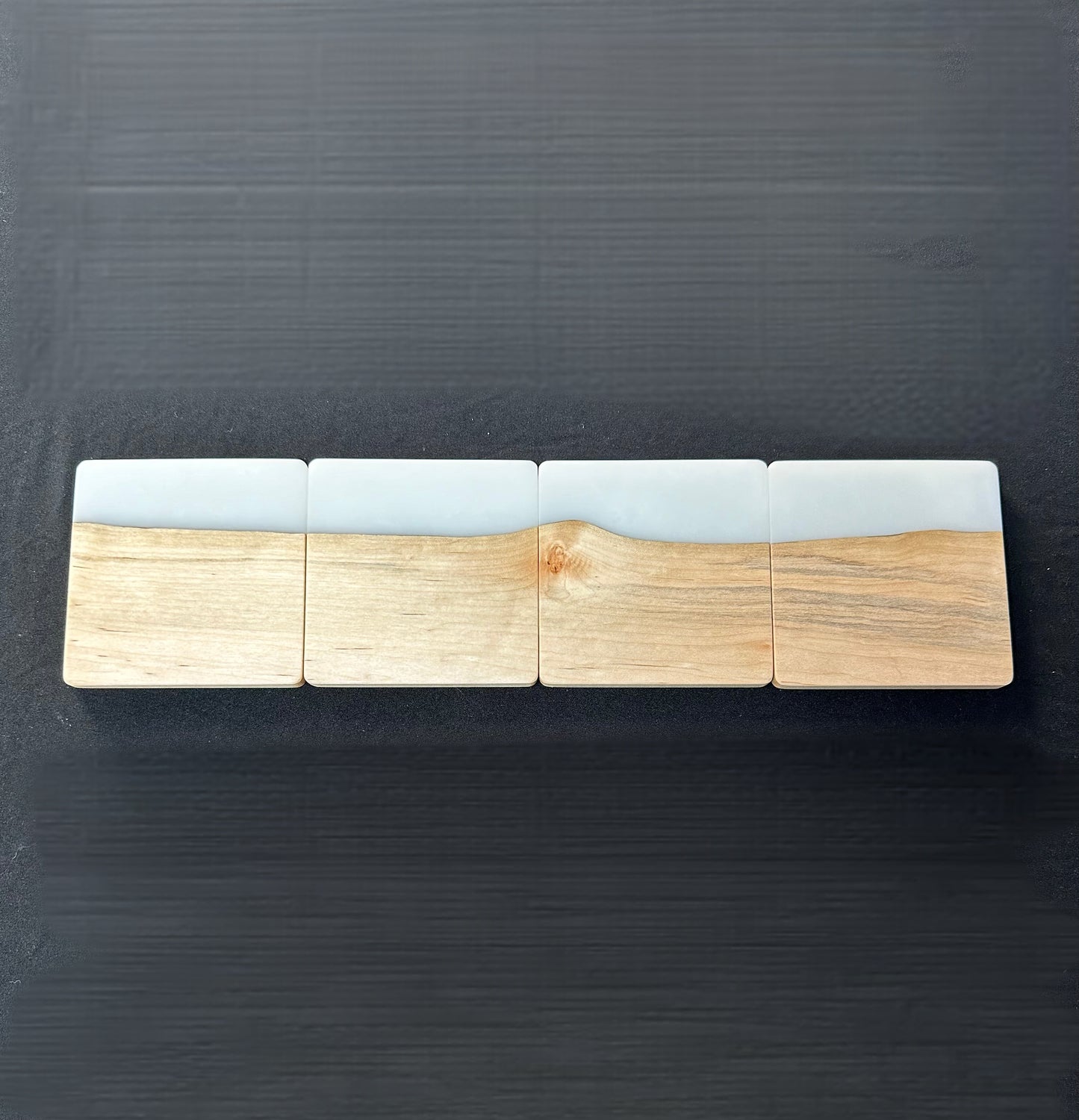 Matte White Epoxy and Maple Wood Coasters