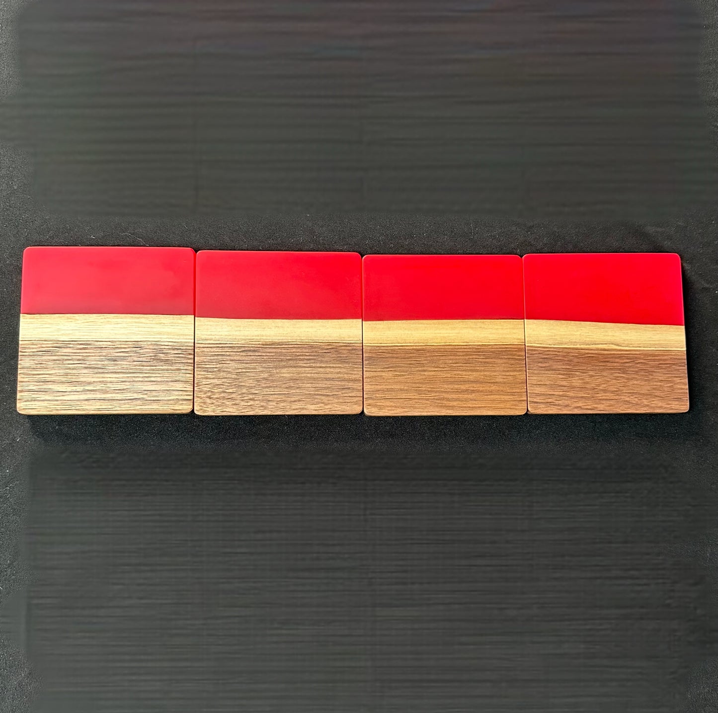 Scarlet Red Epoxy and Walnut Coasters