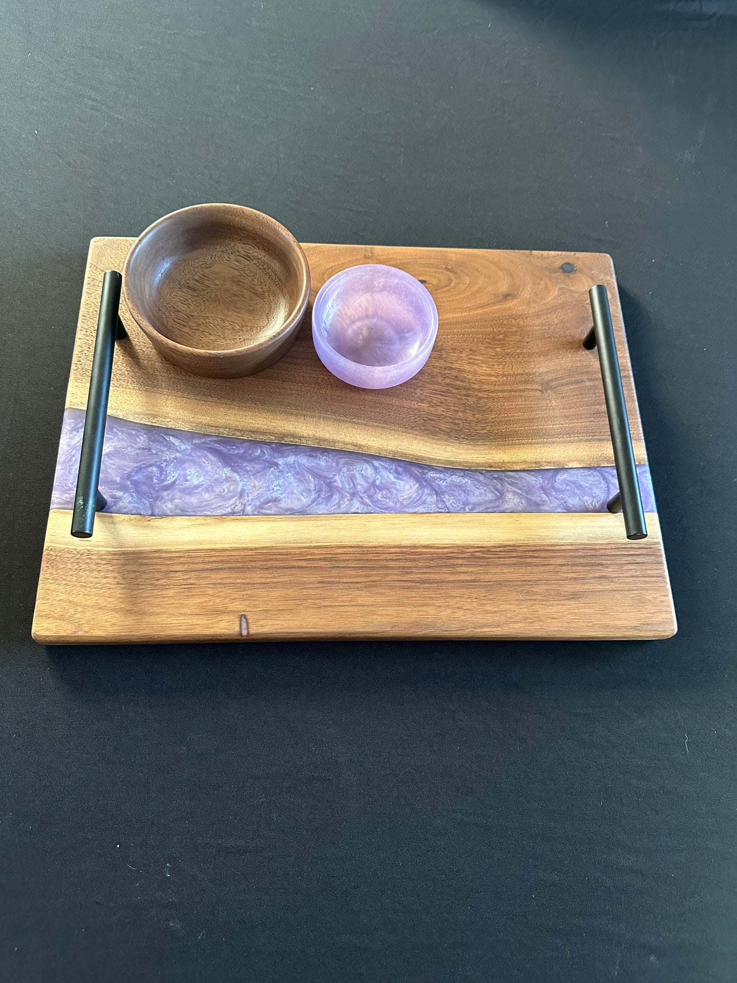 Tammy Purple Epoxy and Walnut Serving Set