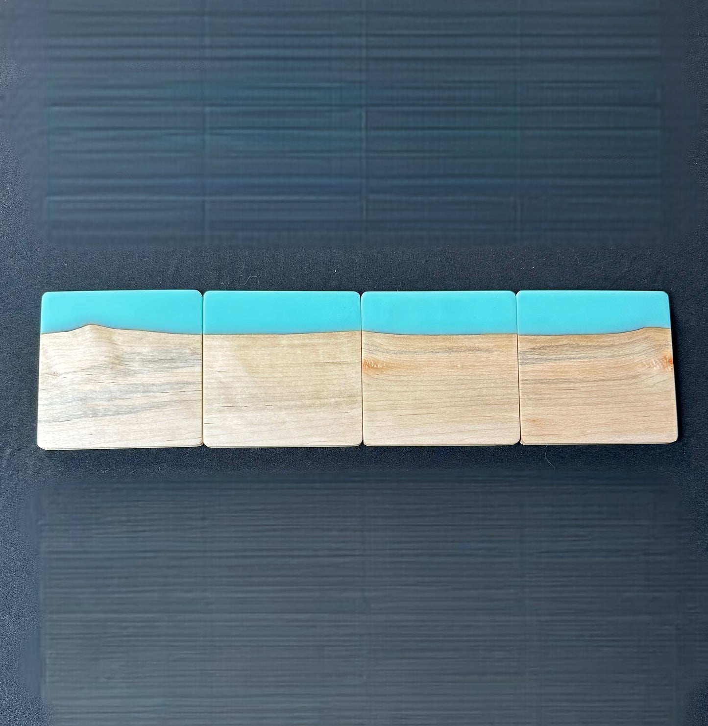 Tiffany Blue Epoxy and Maple Wood Coasters