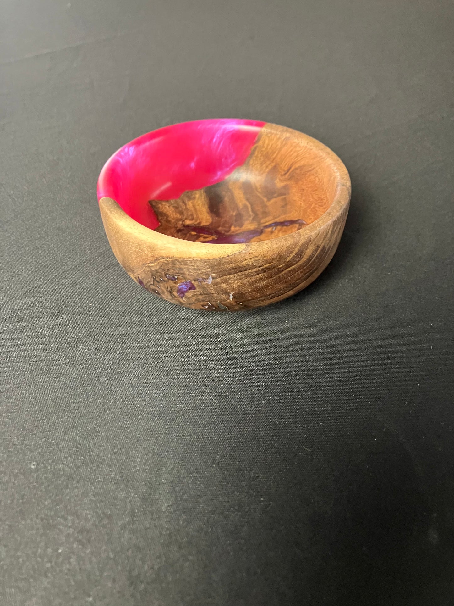 Walnut Burl with Pink Epoxy Bowl