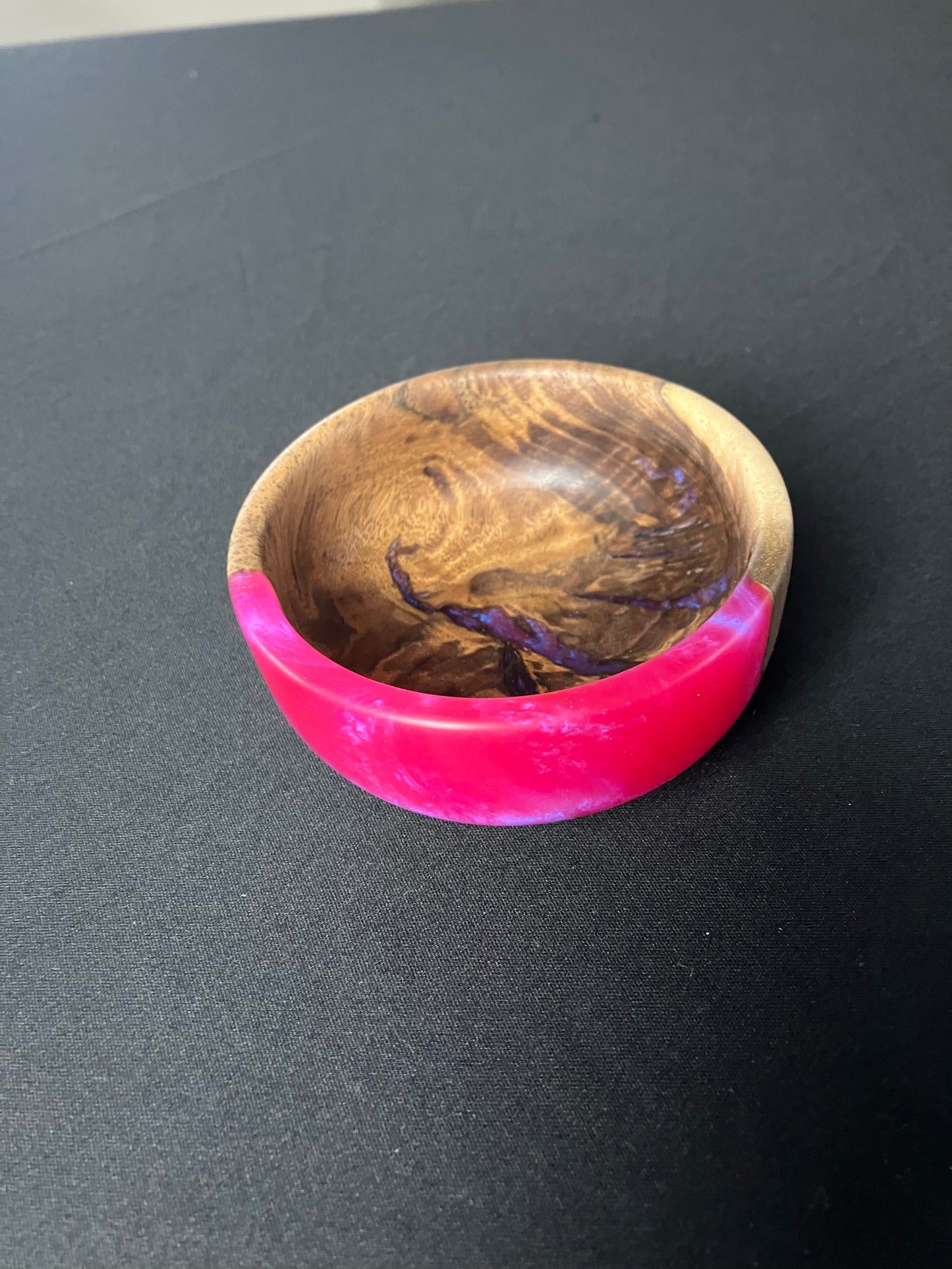 Walnut Burl with Pink Epoxy Bowl