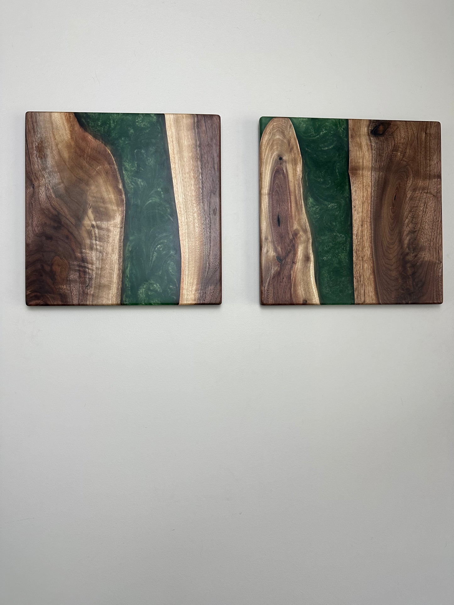 Forest Green Epoxy and Walnut Wall Art (12x12)