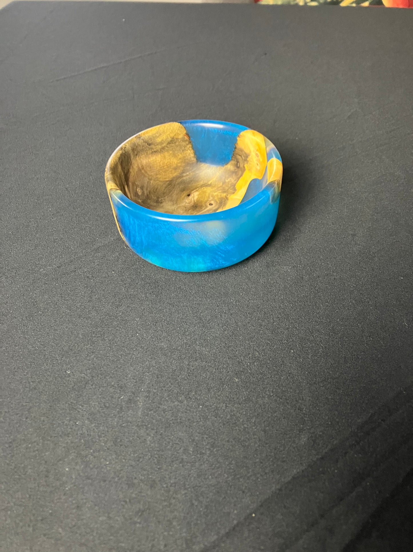 Buckeye Burl with Blue Epoxy Bowl