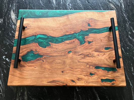 Cherry and Green Epoxy Tray