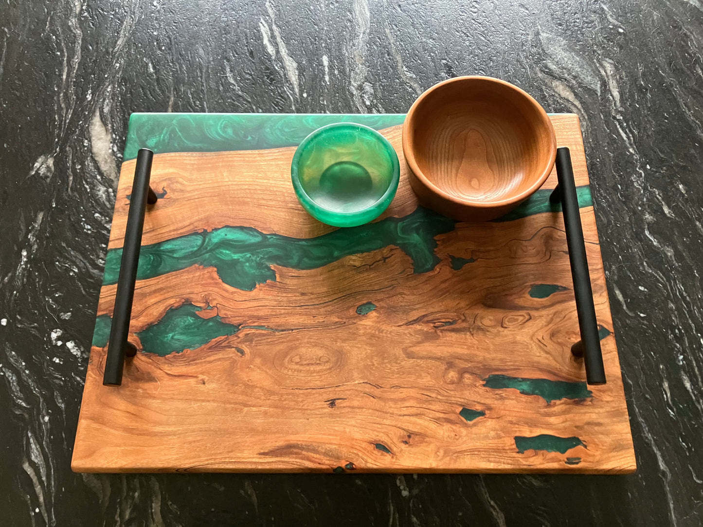 Cherry and Green Epoxy Serving Set