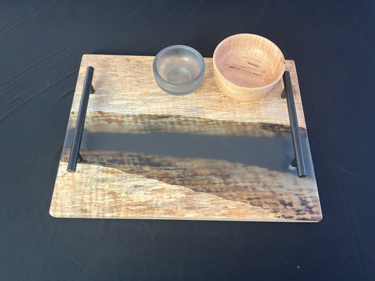 Curly Maple and Transparent Gray Serving Set