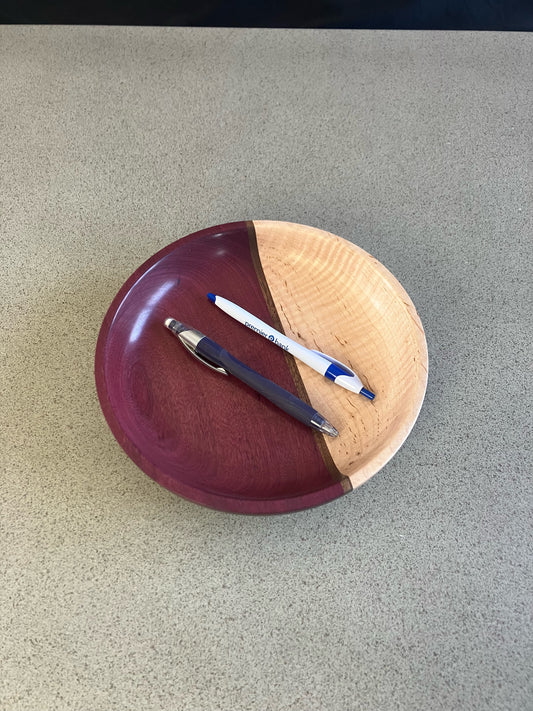 Purple Heart and Curly Maple with Walnut Stripe Bowl
