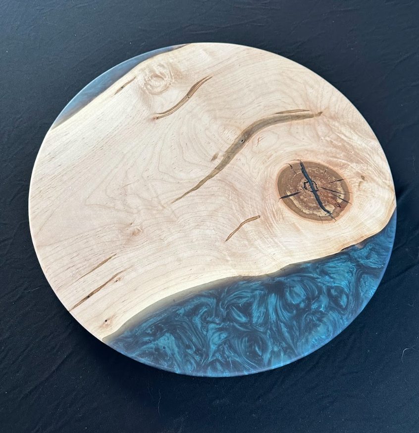 Dark Teal and Ambrosia Maple Lazy Susan