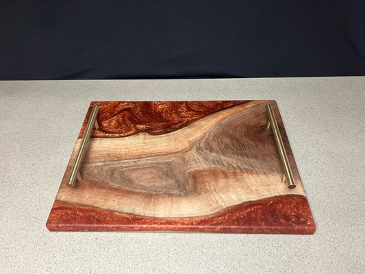 Walnut and Burgundy Red with Gold Shimmer Tray