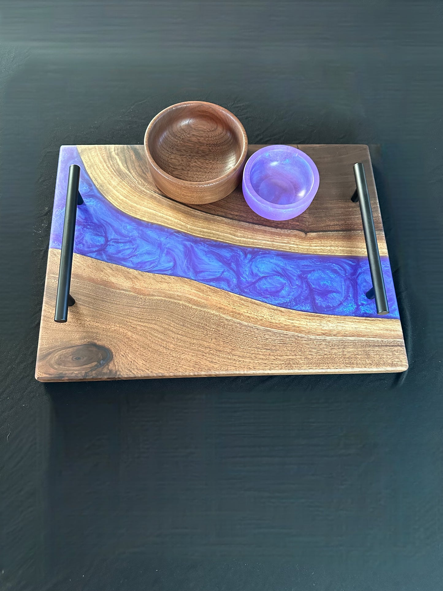 Walnut and Purple/Blue Epoxy Serving Set