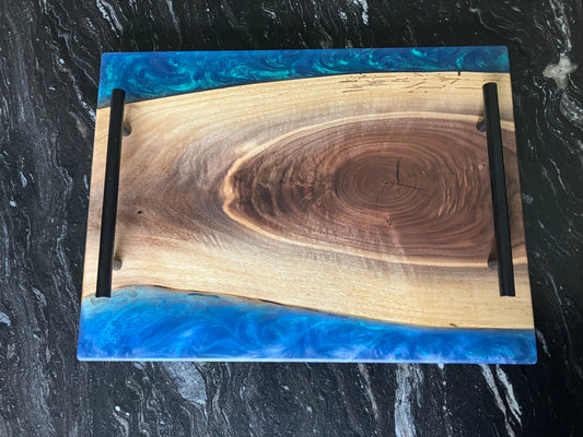 Walnut with Blue/Green Colorshift Epoxy Tray