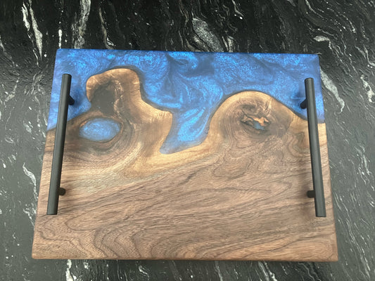 Walnut with Blue/Purple Shimmer Tray