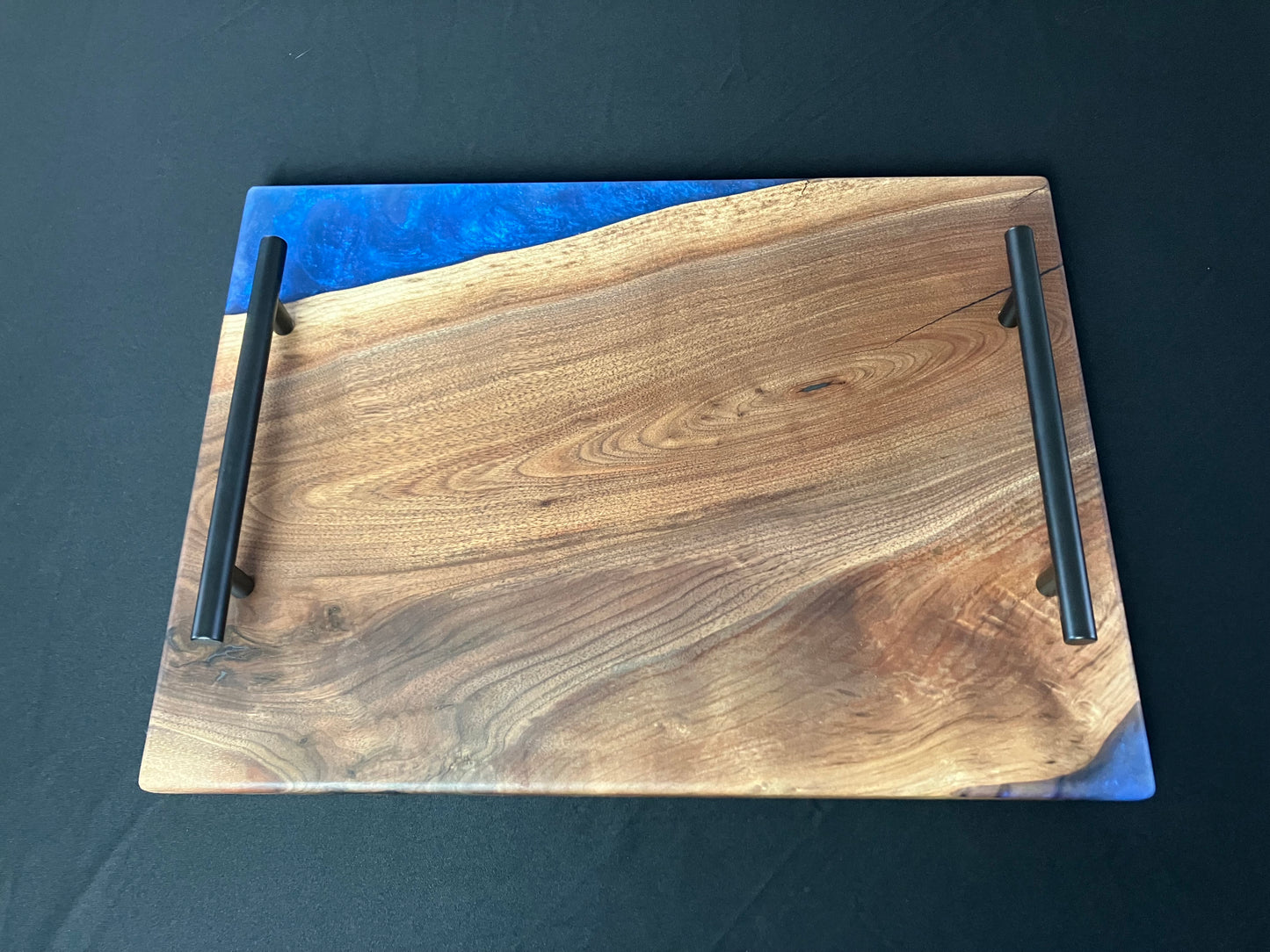 Walnut with Blue and Purple Shimmer Tray