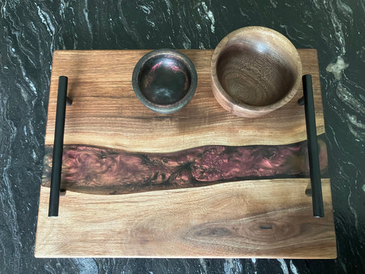 Walnut with Purple/Gold/Green/Black Colorshift Serving Set