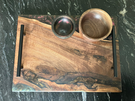 Walnut with Purple/Gold/Green/Black Colorshift Serving Set