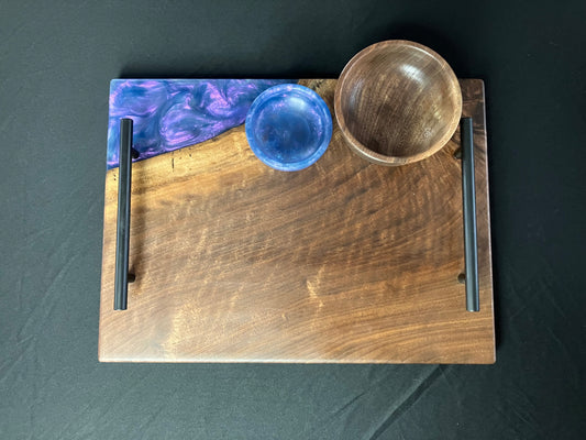 Walnut with Purple and Blue Color Shift Serving Set