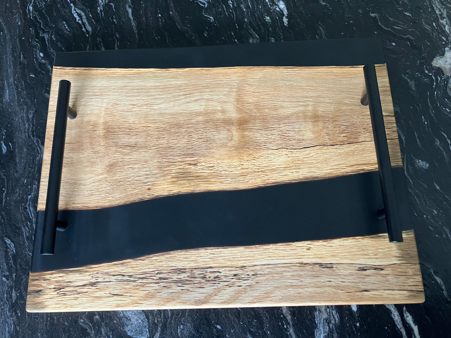 White Oak and Matte Black Tray