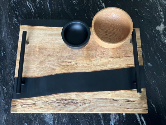 White Oak and Matte Black Serving Set