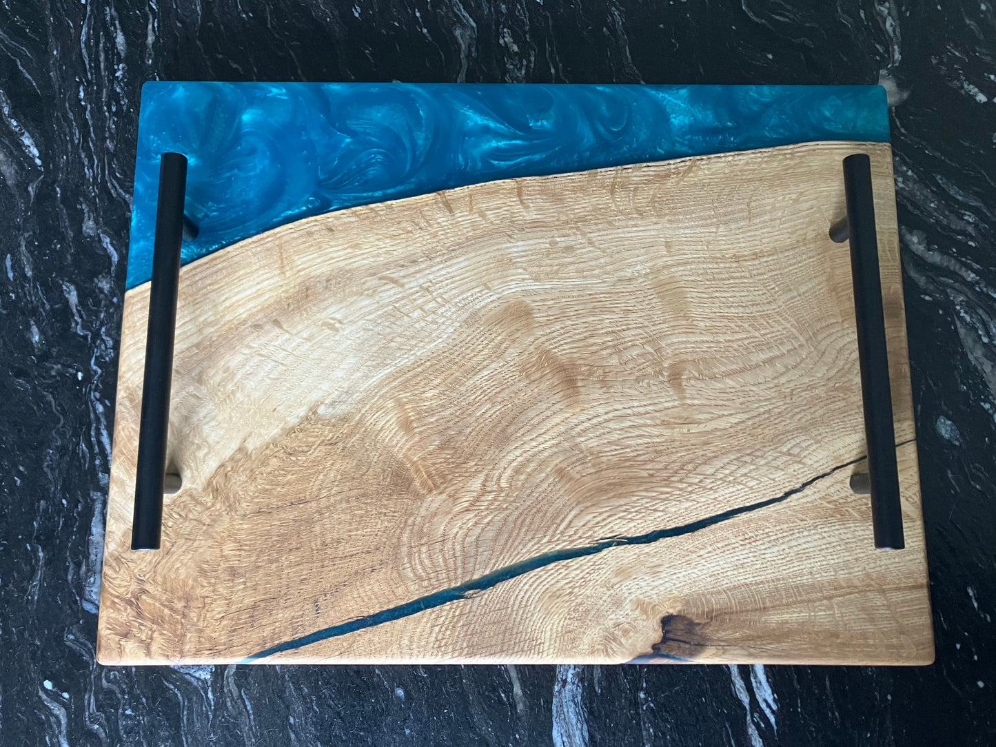 White Oak with Bora Bora Blue Tray